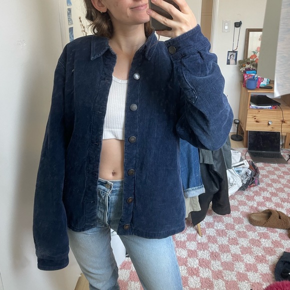 Blue corduroy button down jacket size M - Picture 3 of 4